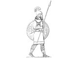 Assyrian soldier with shield and spear